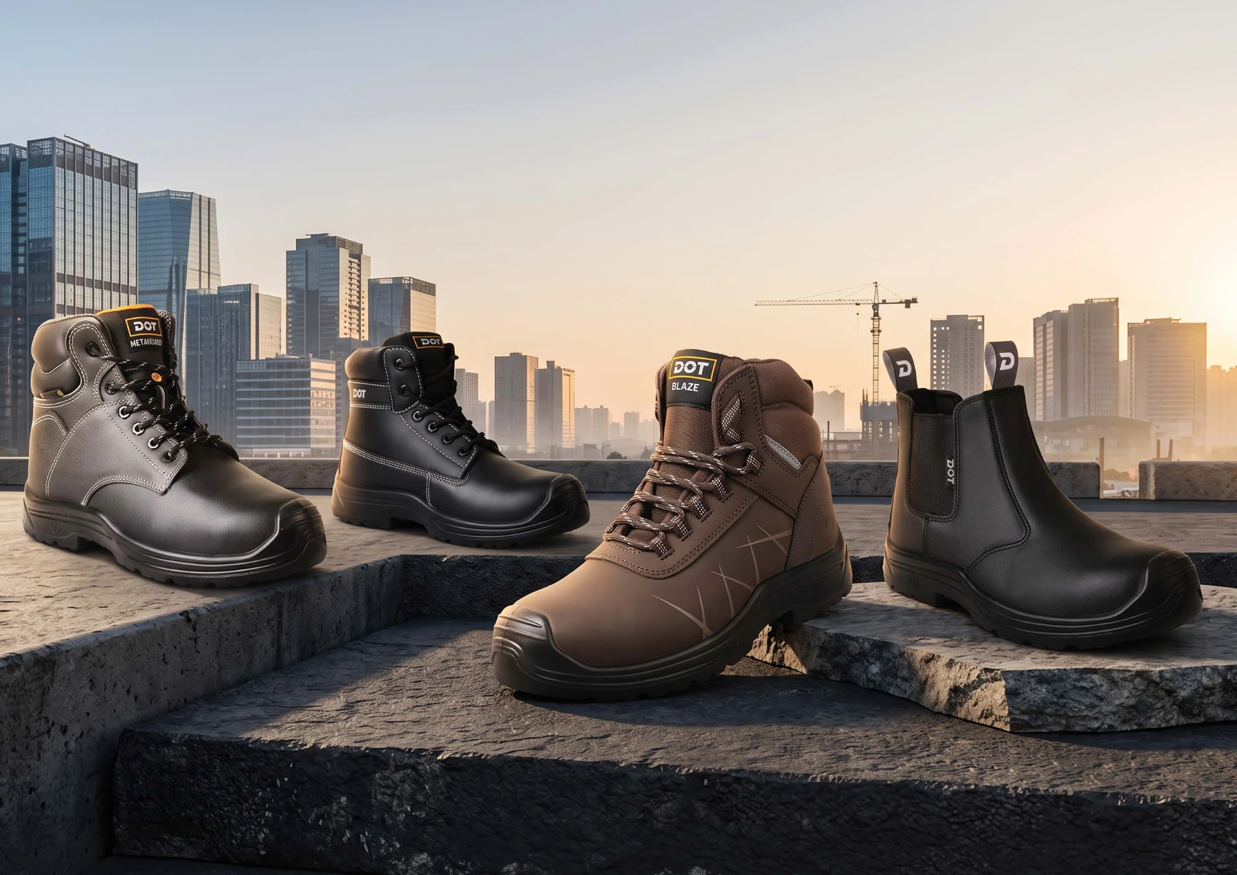 DOT safety footwear collection in an industrial setting